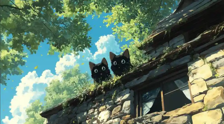 4k房屋壁纸 - 猫 - 石屋 - 绿树「哲风壁纸」 4k房屋壁纸 - 猫 - 石屋 - 绿树「哲风壁纸」