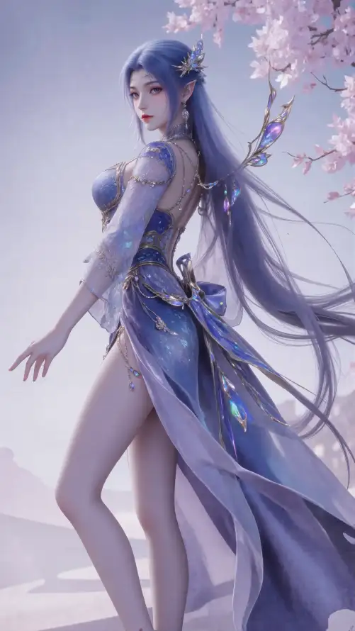 4k樱花壁纸 - 玄幻 - 蓝发 - 唐舞桐「哲风壁纸」