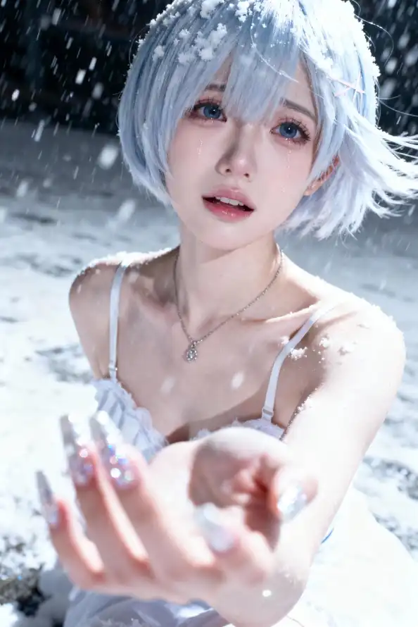 4k冬日壁纸 - 短发 - 蕾姆 - 雪景「哲风壁纸」