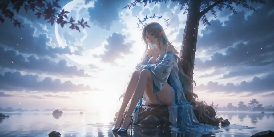 8k星空壁纸-依树而坐和湖边-卡提西娅壁纸分享「哲风壁纸」