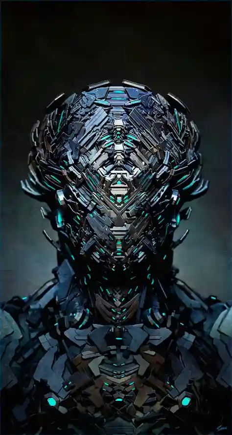 4k复杂壁纸 - 蓝 - 机械 - 机甲「哲风壁纸」