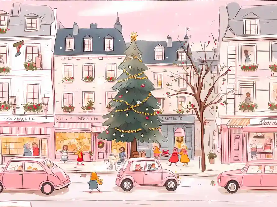4k插画壁纸 - 行人 - 手绘风 - 圣诞街景「哲风壁纸」 4k插画壁纸 - 行人 - 手绘风 - 圣诞街景「哲风壁纸」