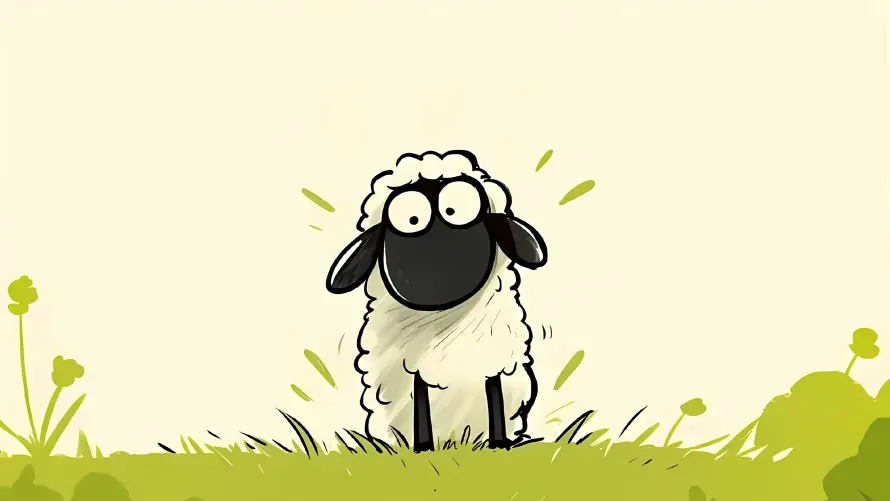4k手绘壁纸 - 绿色 - 草地 - 卡通羊「哲风壁纸」
