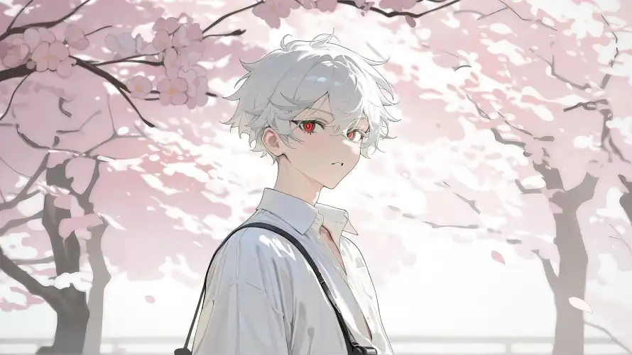 4k樱花壁纸 - 白发 - 白衣 - 红瞳「哲风壁纸」 4k樱花壁纸 - 白发 - 白衣 - 红瞳「哲风壁纸」