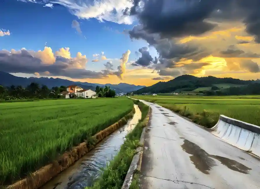 4k云朵壁纸 - 晚霞 - 河道 - 稻田「哲风壁纸」 4k云朵壁纸 - 晚霞 - 河道 - 稻田「哲风壁纸」