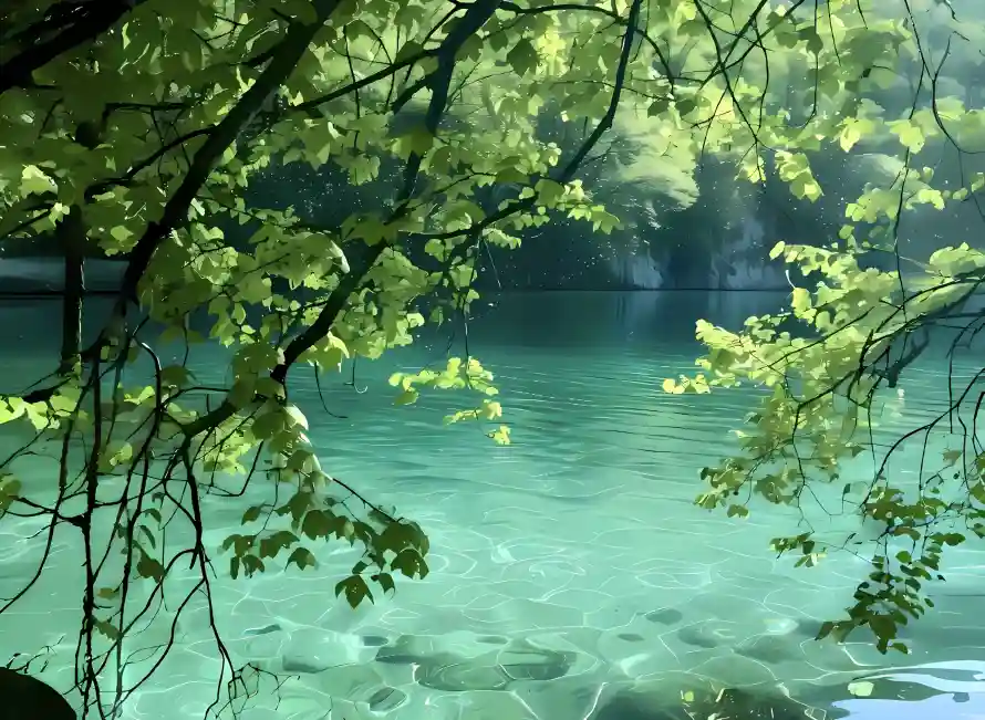 2k树枝壁纸-阳光 - 碧水-免费下载「哲风壁纸」