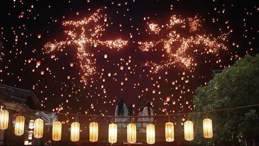 4k夜晚壁纸 - 灯笼 - 祈福 - 古建筑「哲风壁纸」