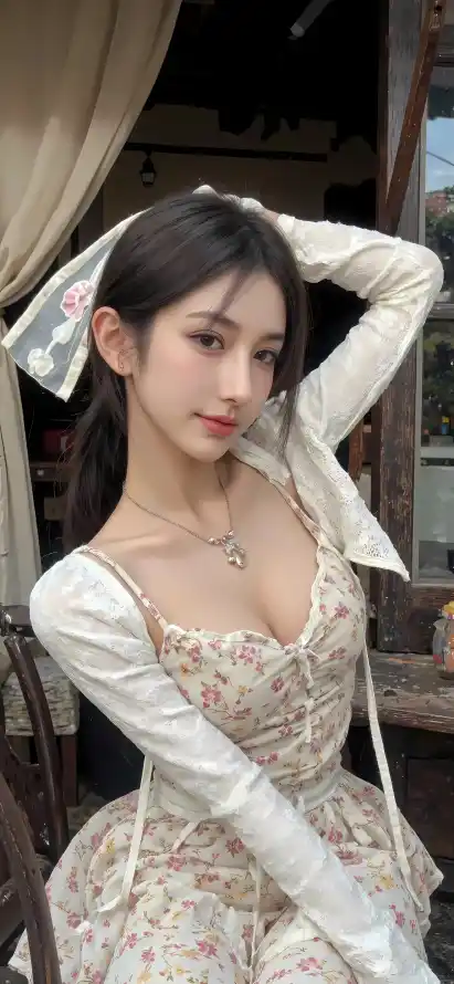 4k清新壁纸 - 美女 - 马尾 - 碎花裙「哲风壁纸」