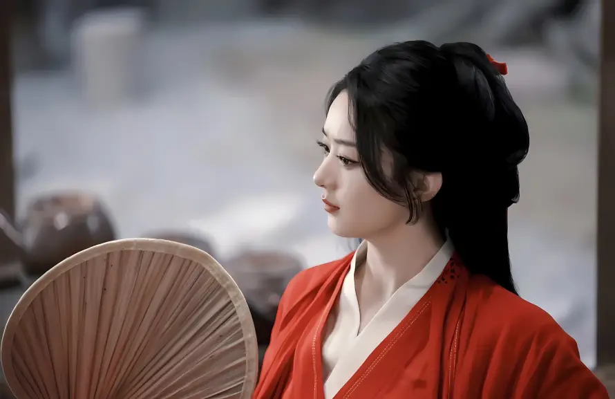 4k侧颜壁纸 - 古装 - 古风 - 扇子「哲风壁纸」