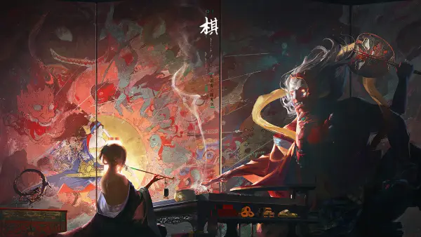 2k和服壁纸-数字艺术壁纸和鬼-发光的眼睛免费下载「哲风壁纸」