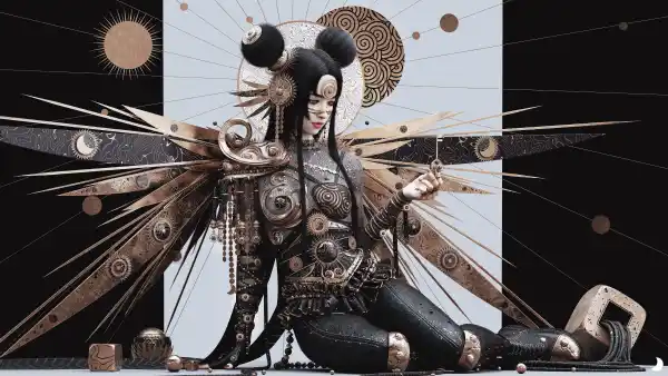 4k翅膀壁纸-黑色的和金子-幻想女孩壁纸推荐「哲风壁纸」