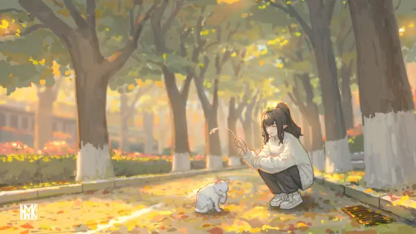 2k芸汐壁纸-动漫女孩 - 树-华明眨眼免费下载「哲风壁纸」