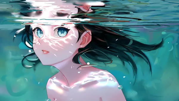 5k数字艺术壁纸-水底少女壁纸和动漫泳池女孩-壁纸分享「哲风壁纸」