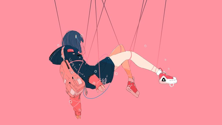 4k背包壁纸-动漫女孩和鞋-原创人物免费下载「哲风壁纸」
