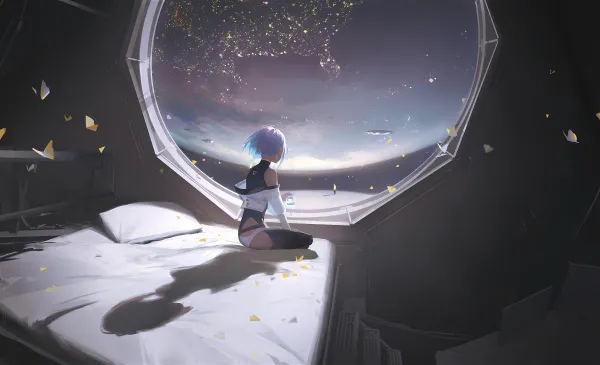 4k窗户壁纸-回声涂鸦壁纸和行星-坐在床上壁纸推荐「哲风壁纸」