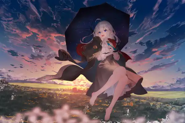 6k场地壁纸-张开嘴 - 天空-动漫女孩壁纸分享「哲风壁纸」