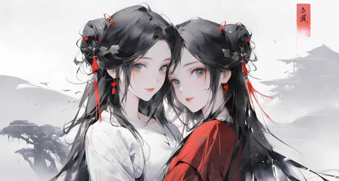 6k古风美女双人壁纸｜古典背景图片 - 唯美古风「哲风壁纸」