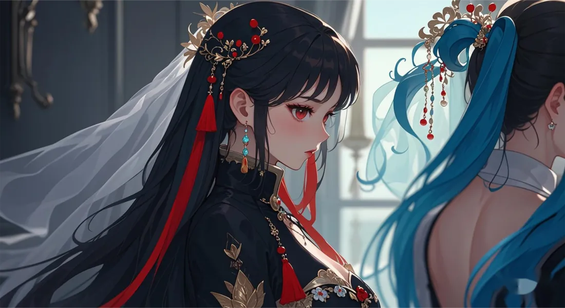 2k古风美女与蓝发少女壁纸｜唯美背景图片 - 二次元「哲风壁纸」