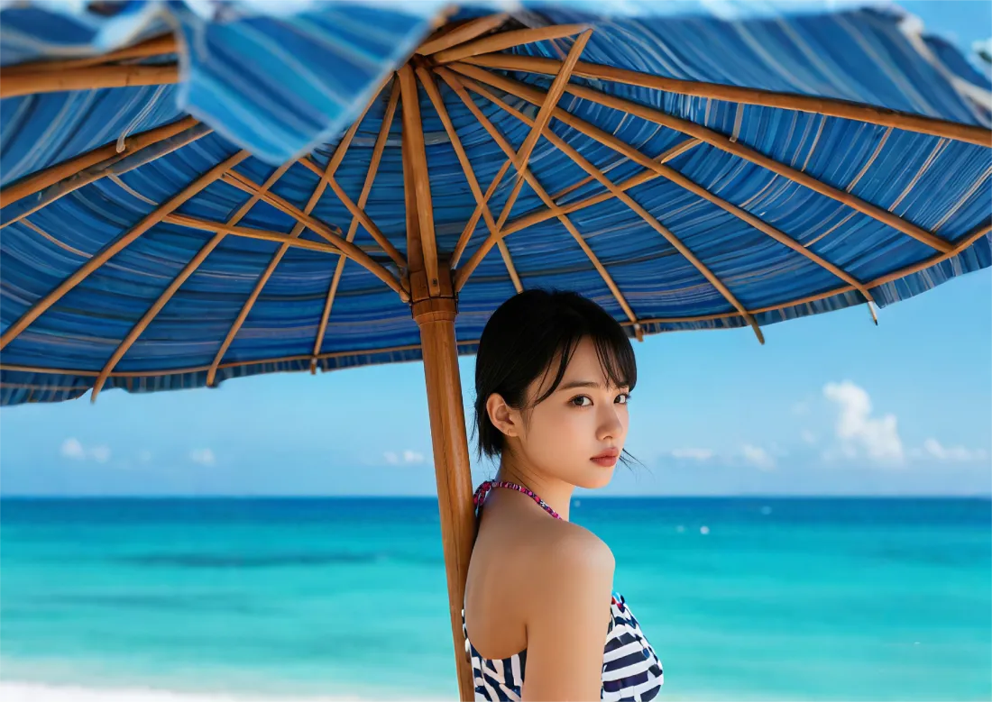 2k今田爱樱海边美照壁纸｜蓝色大海背景图片「哲风壁纸」