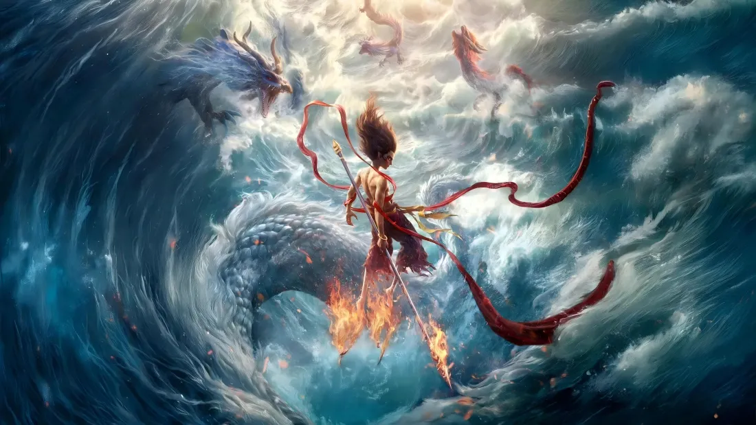 8k哪吒闹海壁纸｜哪吒背景图片 - 奇幻风「哲风壁纸」
