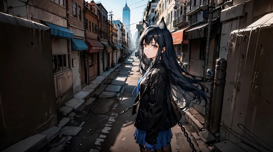 4k动漫少女壁纸｜小巷背景图片 - Ai绘制插画「哲风壁纸」