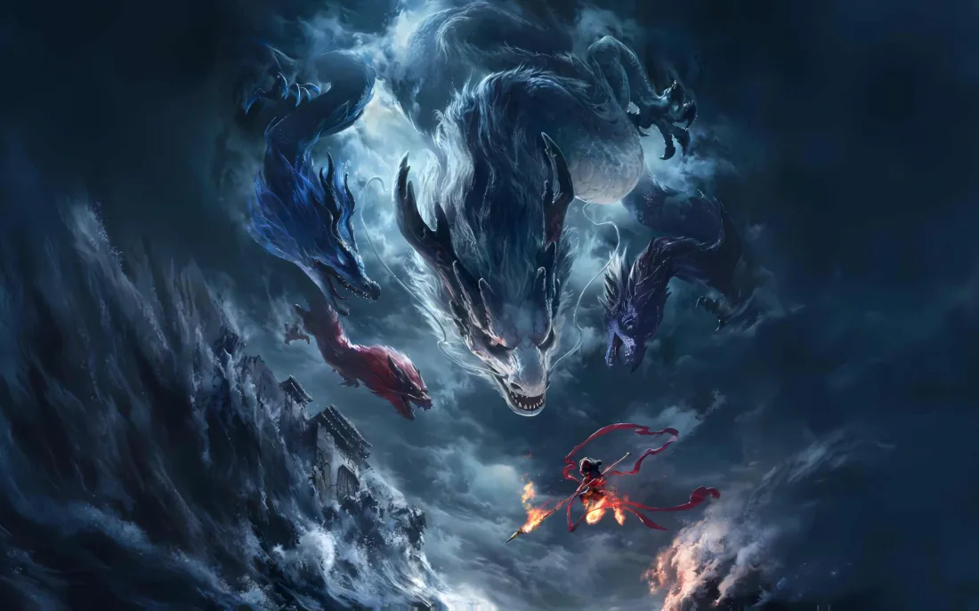 3k哪吒闹海壁纸｜神话背景图片 - 震撼场景「哲风壁纸」