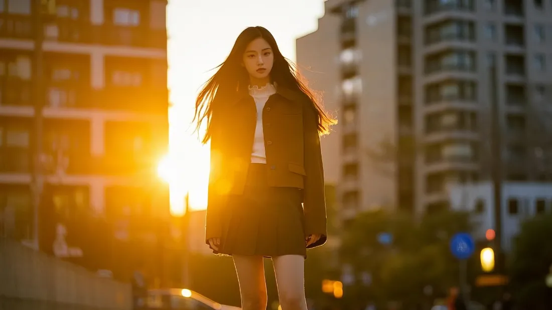 2k日落人物壁纸｜日落背景图片 - 时尚女孩「哲风壁纸」