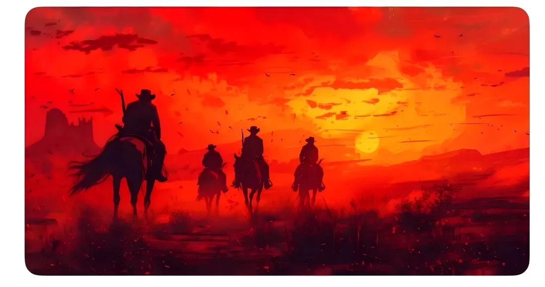7k西部牛仔壁纸｜夕阳下骑马背景图片 - 壮美「哲风壁纸」