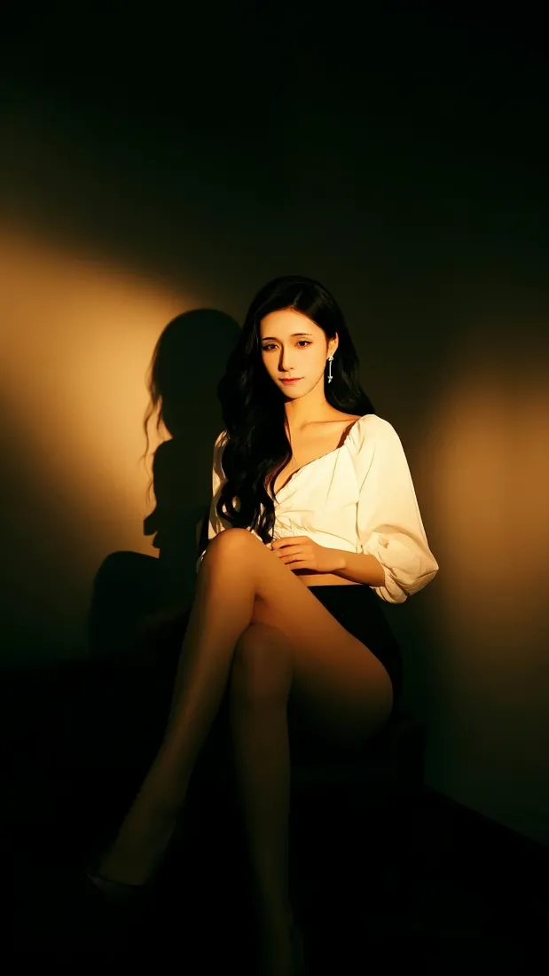 气质美女光影手机壁纸｜白色背景图片 - 惊艳「哲风壁纸」