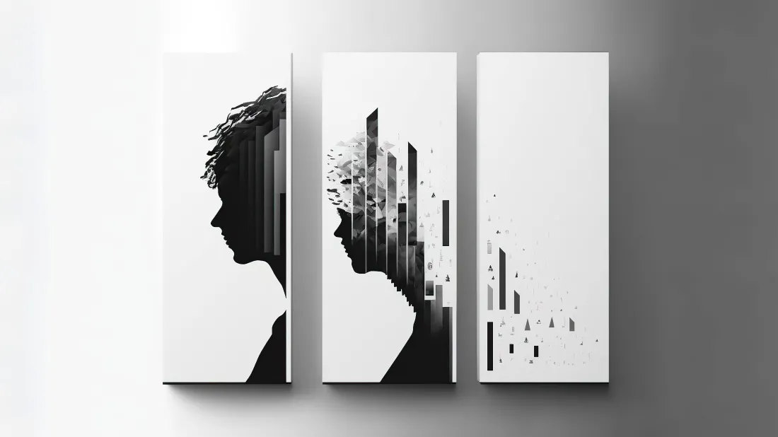 4k简约艺术人物轮廓背景图片 - 三联画「哲风壁纸」