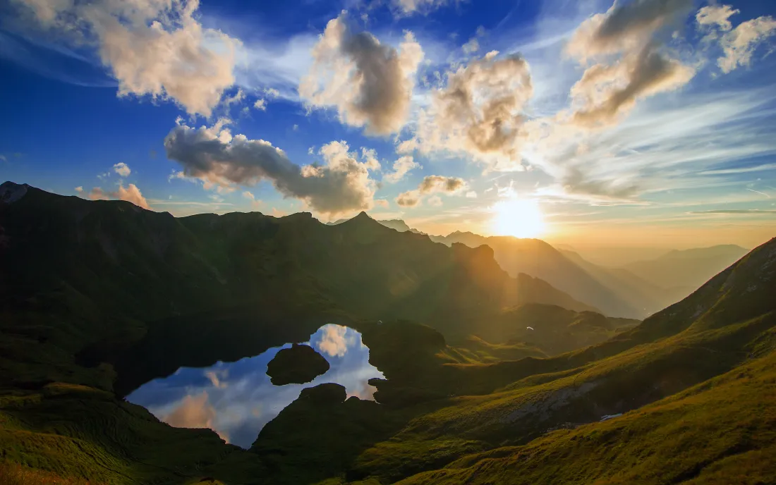 4k自然风景壁纸｜夕阳晚霞背景图片 - 湖山美景「哲风壁纸」