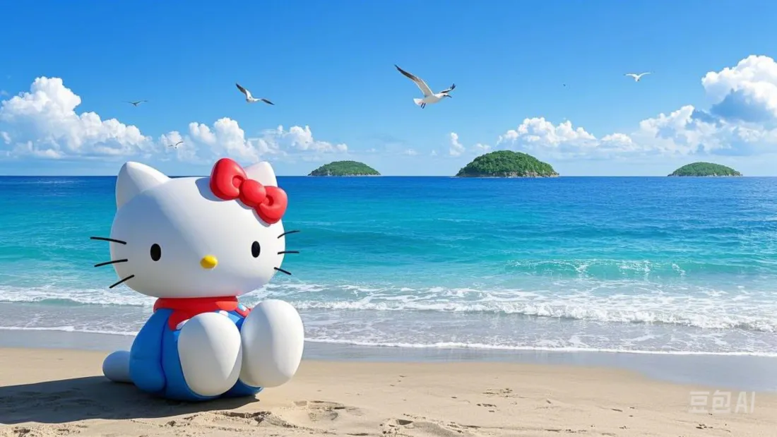 2kHello Kitty壁纸｜沙滩海边背景图片 - 动漫风「哲风壁纸」