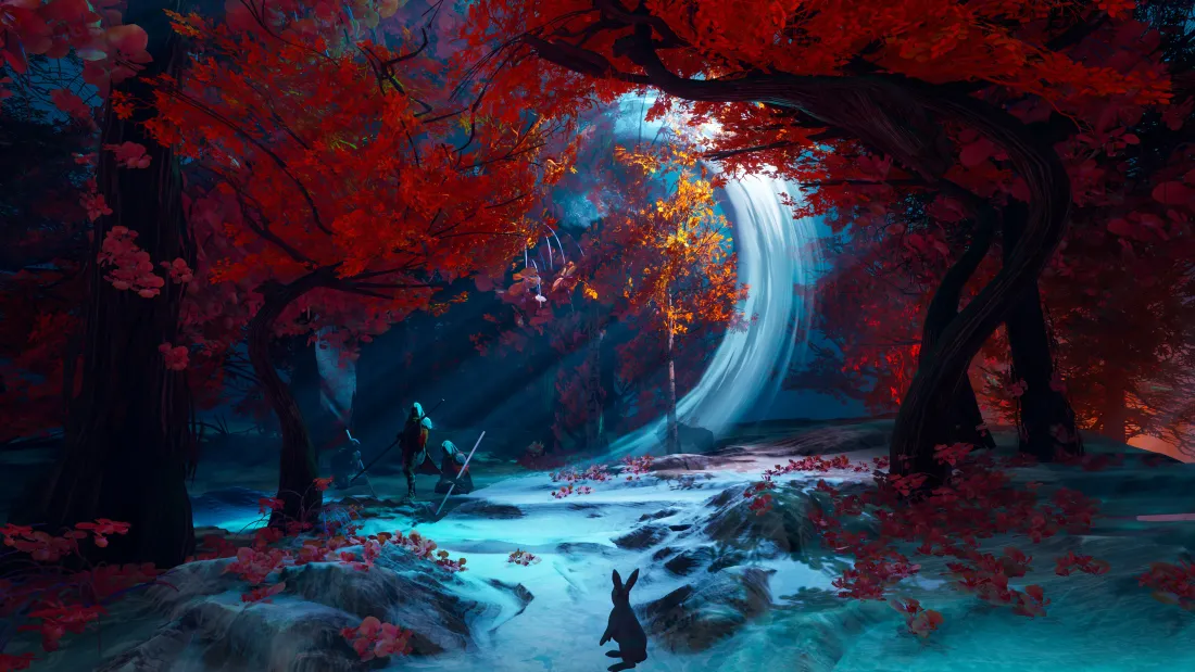 4k4K动漫瀑布森林背景图片 - 奇幻美景「哲风壁纸」