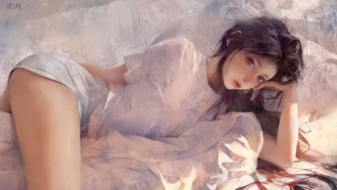 6k动漫美女壁纸｜明年氛围感背景图片 - 唯美躺卧「哲风壁纸」