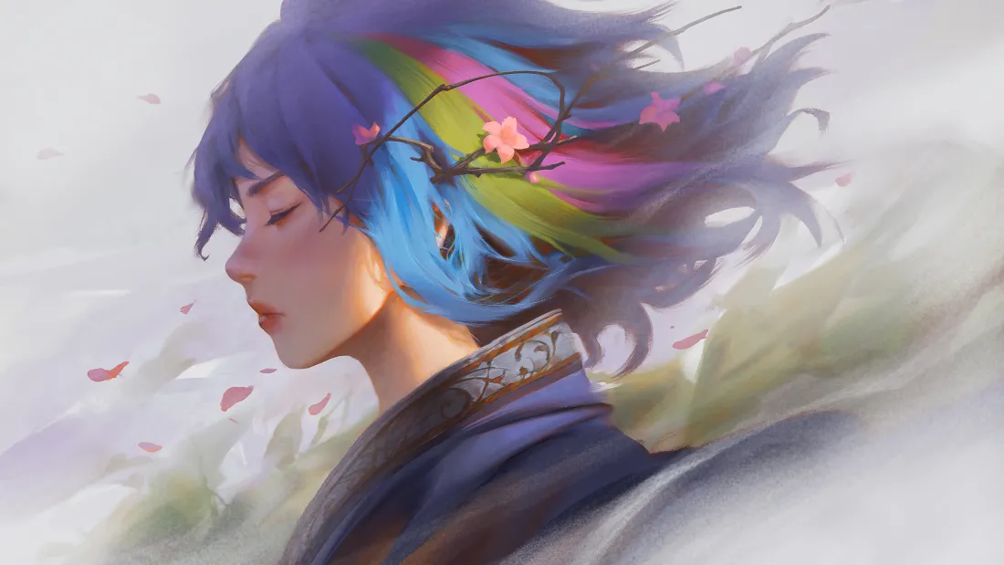 4k美女动漫壁纸｜梦幻蓝发少女背景图片 - 唯美风「哲风壁纸」