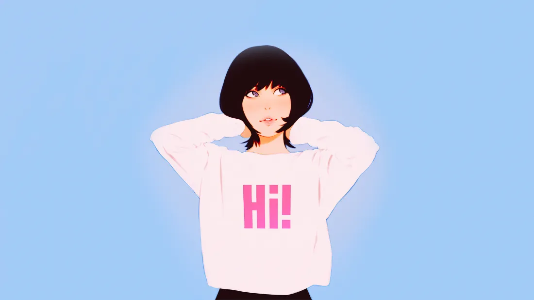 4k美女动漫壁纸｜动漫美女背景图片 - Hi字样上衣「哲风壁纸」