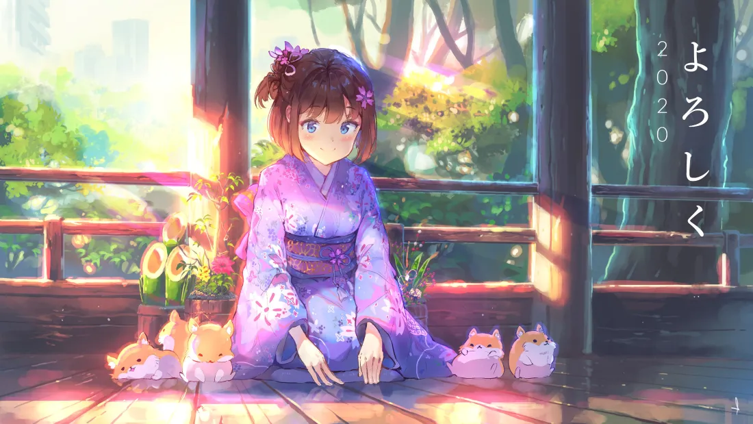 4k和服少女动漫背景图片 - 唯美场景「哲风壁纸」