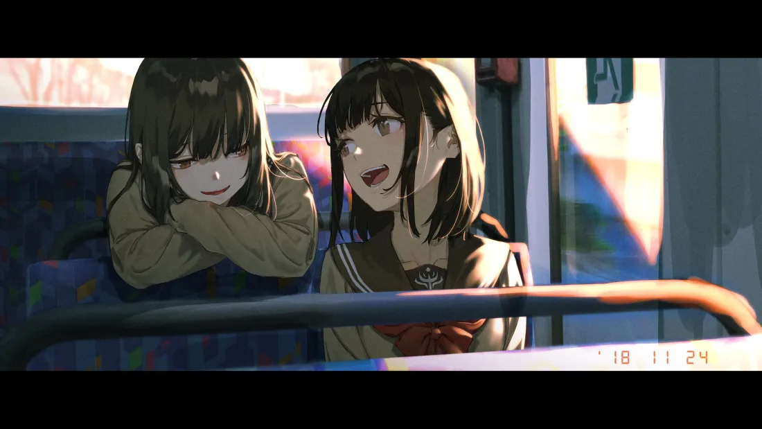 5k少女动漫壁纸｜双少女公交背景图片 - 唯美风「哲风壁纸」
