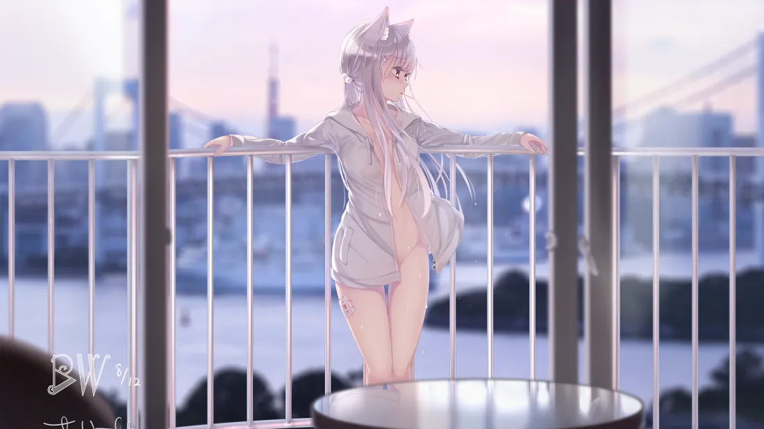 4k兽耳娘壁纸｜动漫背景图片 - 阳台美少女「哲风壁纸」