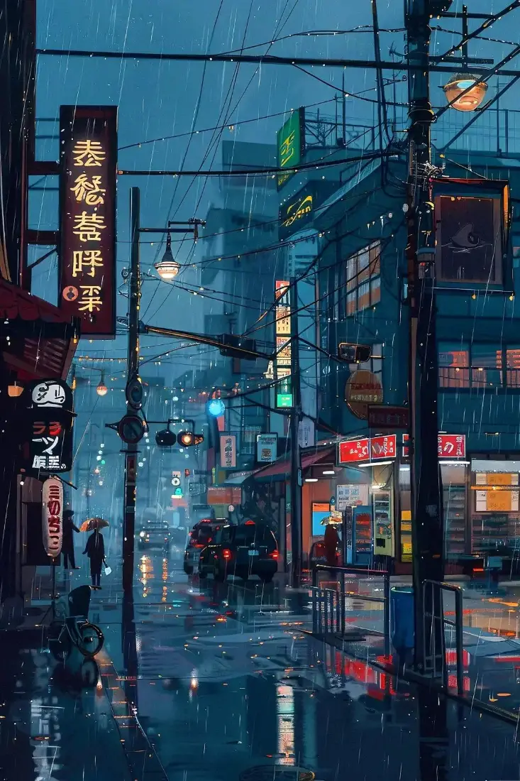 雨景手机壁纸｜城市夜景背景图片 - 雨夜霓虹「哲风壁纸」