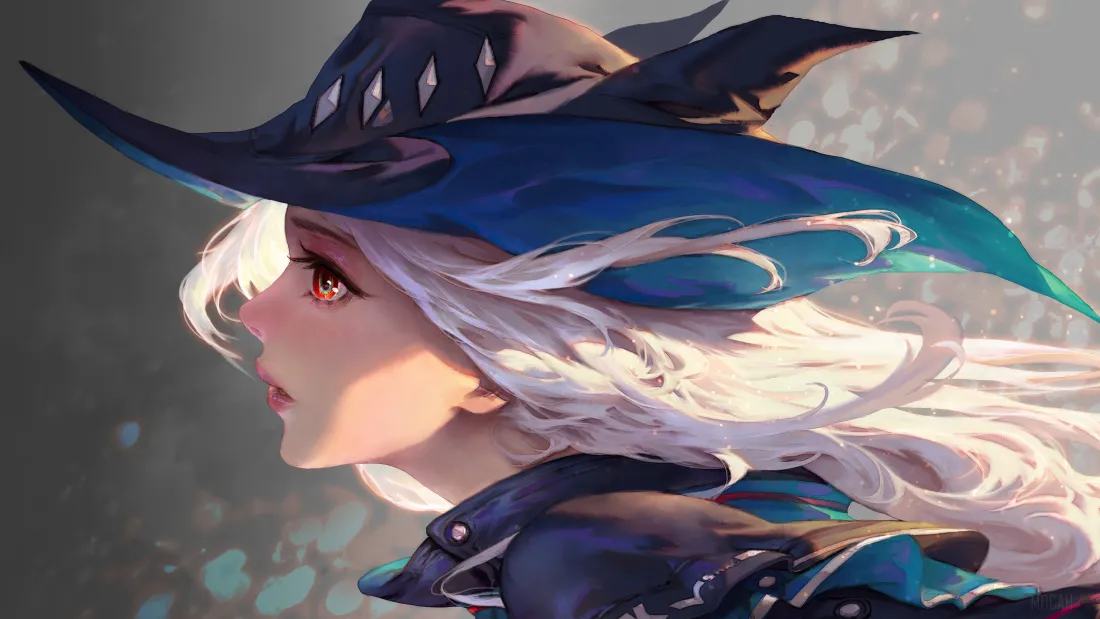 4k美女动漫壁纸｜魔法少女背景图片 - 唯美侧颜「哲风壁纸」