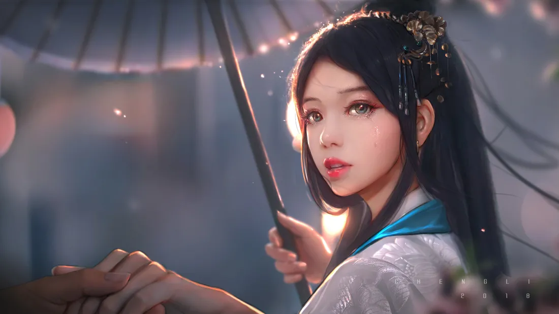 4k国风动漫壁纸｜古风少女撑伞背景图片 - 唯美「哲风壁纸」