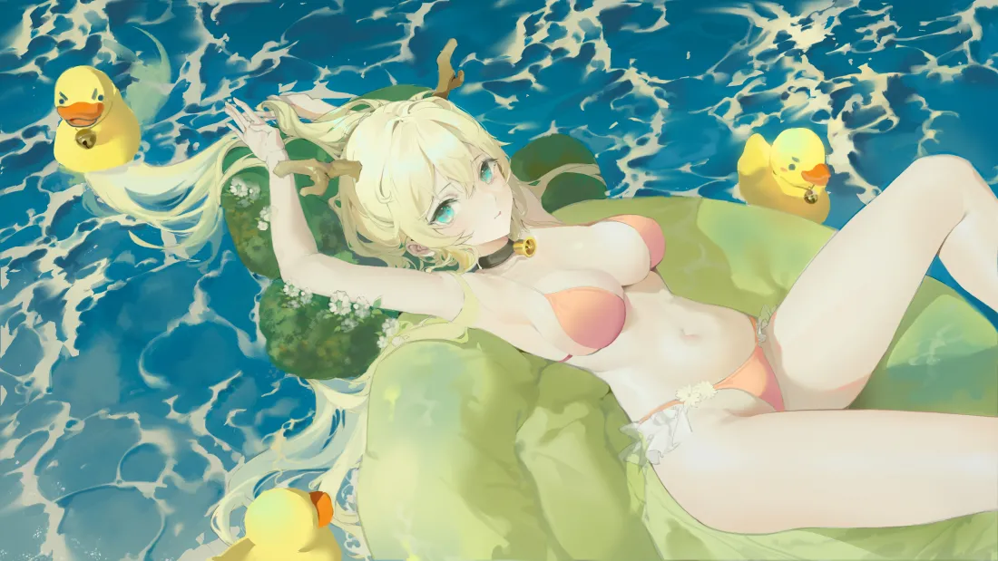 6k少女动漫壁纸｜泳池漂浮背景图片 - 唯美风「哲风壁纸」