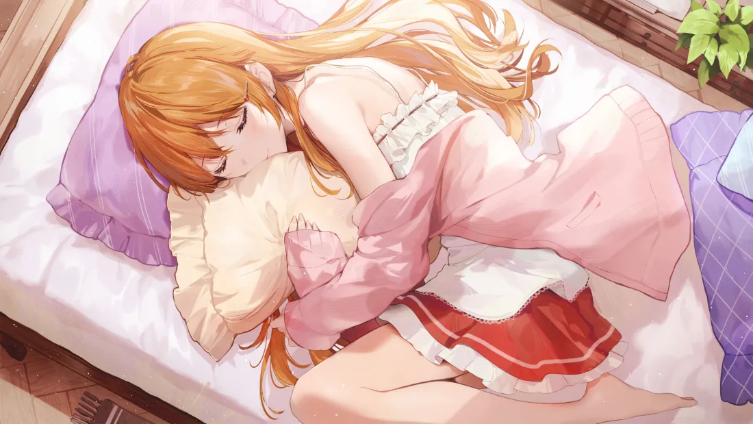 4k美女动漫壁纸｜甜美少女睡眠背景图片 - 动漫风「哲风壁纸」
