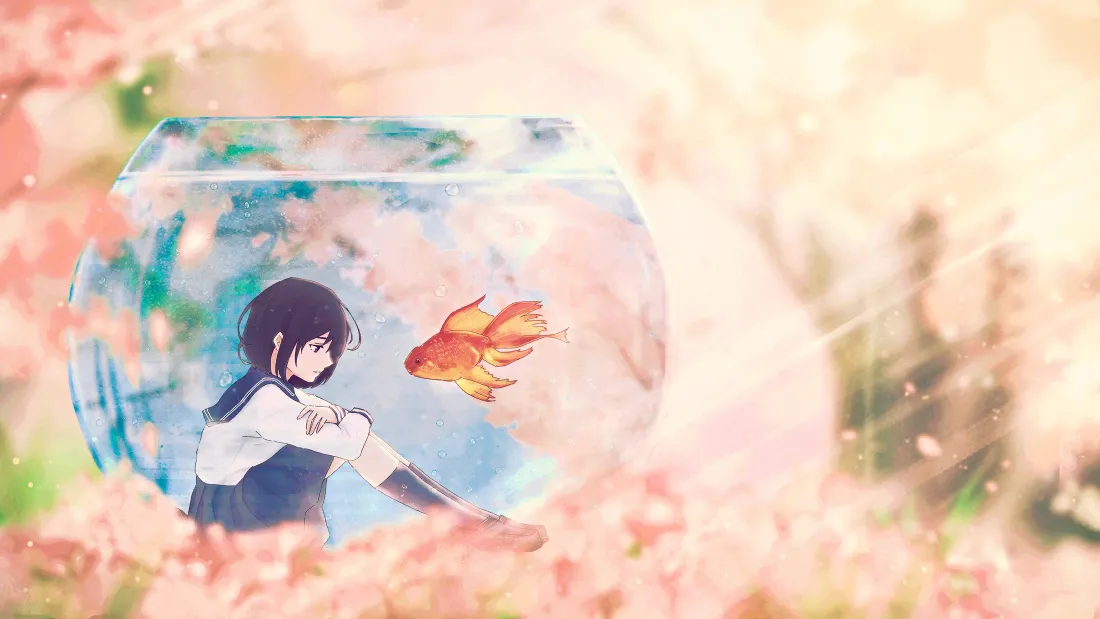4k少女动漫壁纸｜鱼缸金鱼背景图片 - 梦幻风「哲风壁纸」