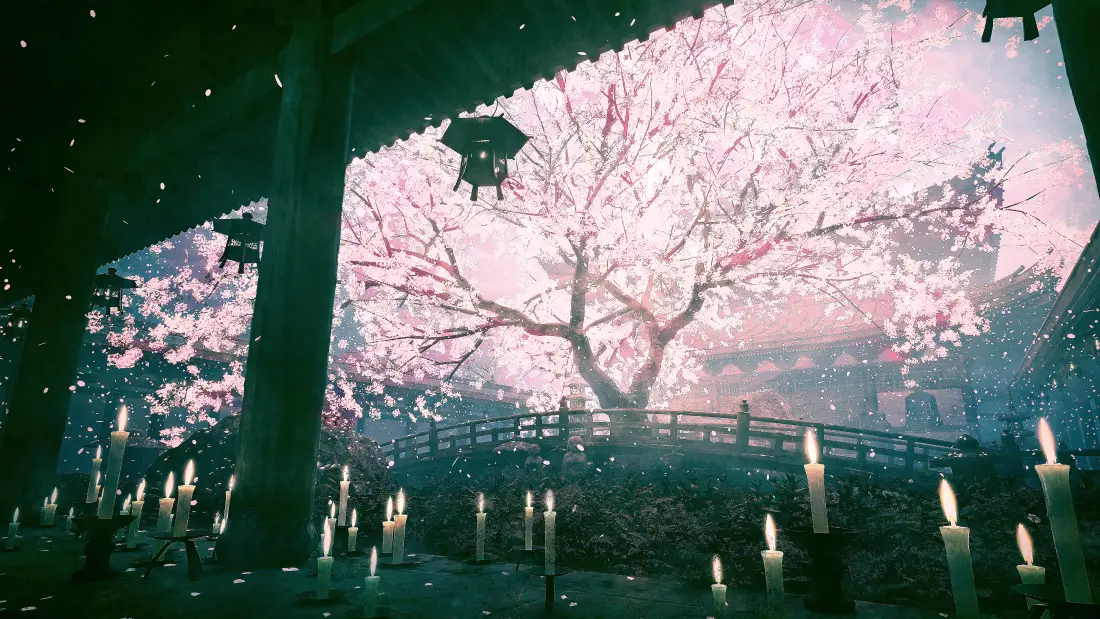 4k动漫风景壁纸｜樱花夜景背景图片 - 唯美场景「哲风壁纸」