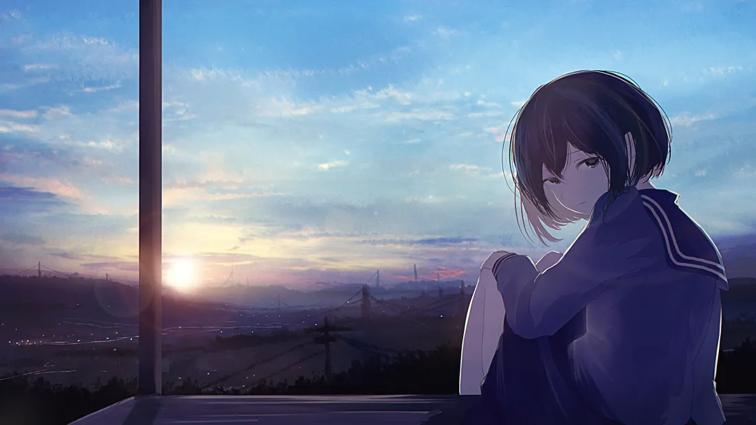 4k少女动漫壁纸｜唯美日落背景图片 - 治愈系「哲风壁纸」