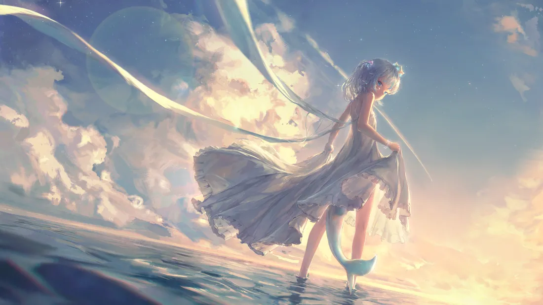 6k少女动漫壁纸｜梦幻海洋背景图片 - 唯美风「哲风壁纸」
