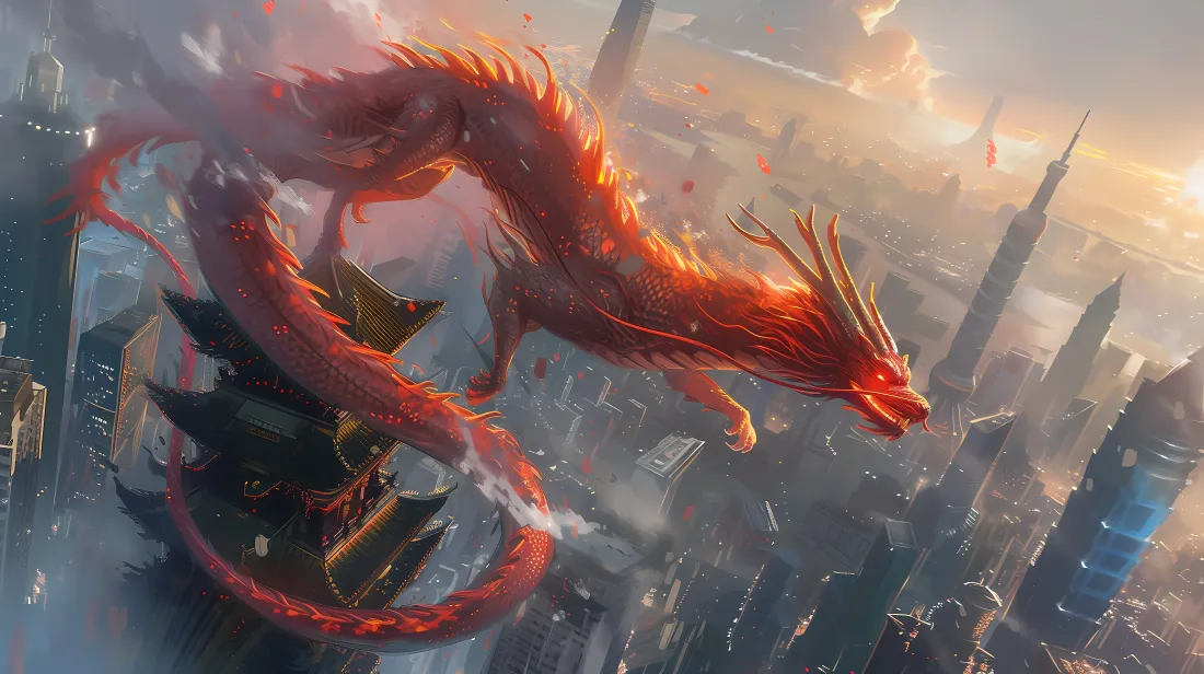 4kAI中国龙壁纸｜城市背景图片 - 震撼「哲风壁纸」