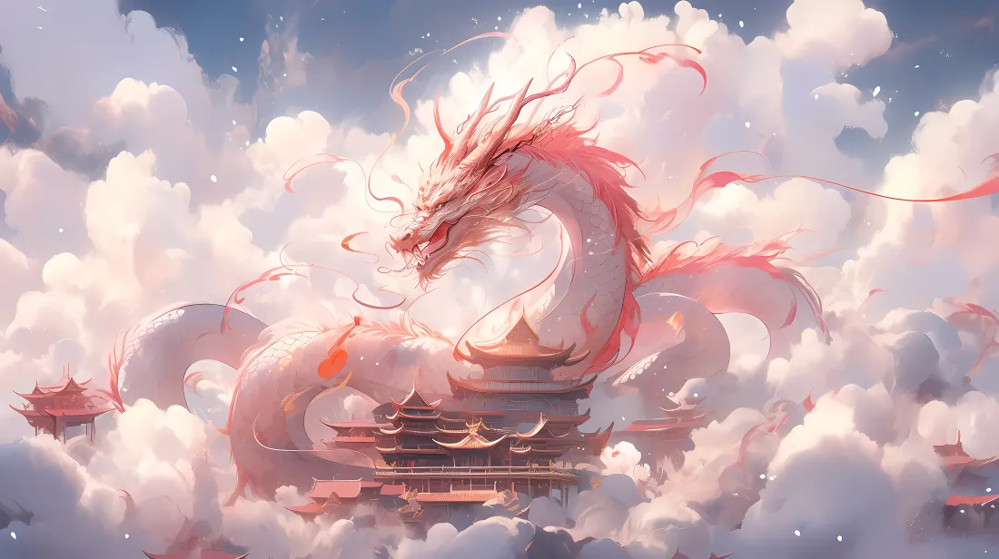 4kAI中国龙壁纸｜云端背景图片 - 奇幻国风「哲风壁纸」